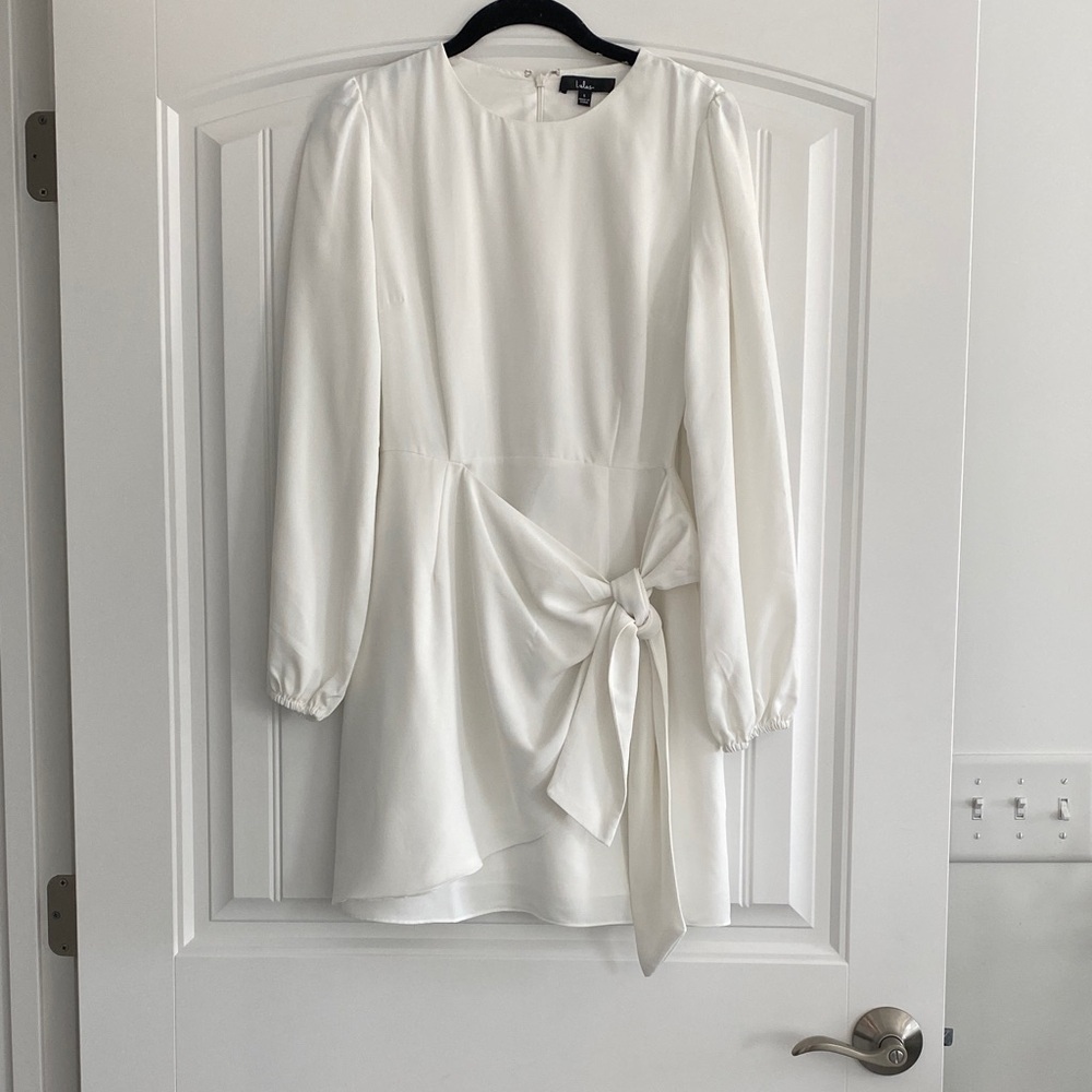 Lulu's Elegant White Dress with Bow